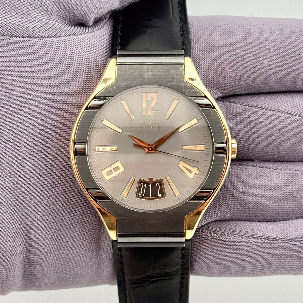 Piaget Grande Polo 18k Yellow Gold Gray Dial 42.5mm Automatic Men's Watch P10384