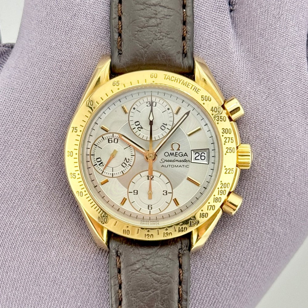 Omega Speemaster 39mm Silver Dial 18k Yellow Gold Automatic Men's Watch 175.0083