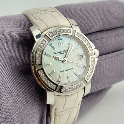 Baume & Mercier Capeland Steel 36mm Quartz Diamond Bezel Ladies Watch 65435