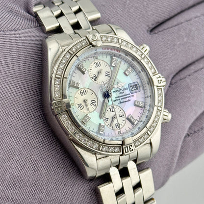 Breitling Chronomat Evolution 44mm Auto Diamond Bezel Men's Watch A1335653/A569