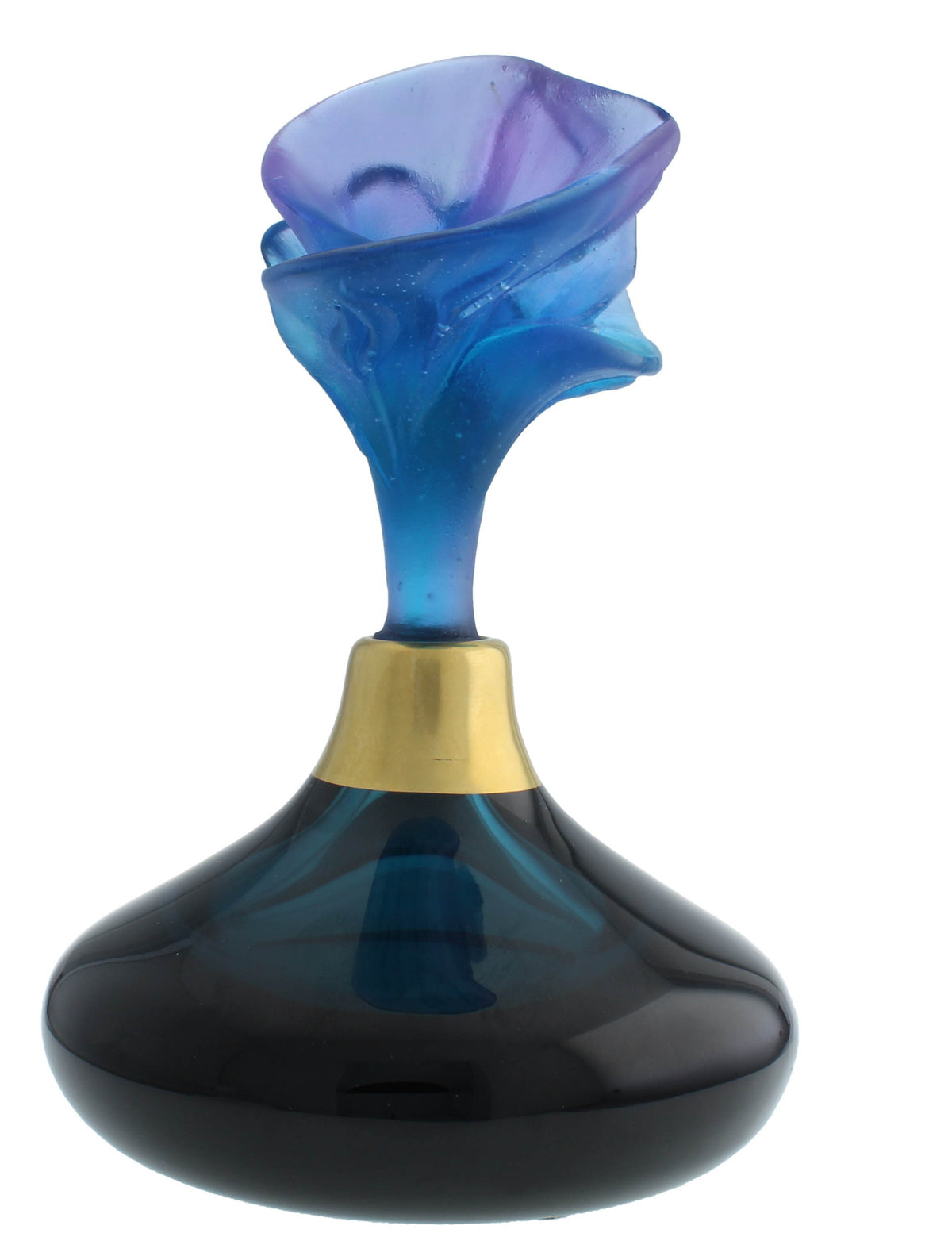 Daum France Arum Dark Blue Crystal Art Glass Perfume Bottle New In Box 05680
