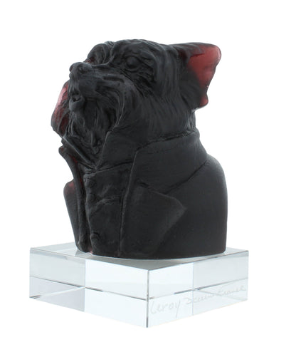 Daum France Oscar Junior Noir Dog Crystal Art Glass Sculpture New With Box 03800