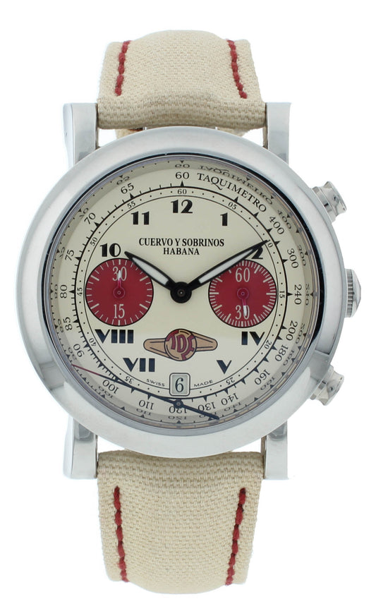 Pre-Owned Cuervo Y Sobrinos Habana Chronograph 42mm Auto Men's Watch 3022.1C.LIV