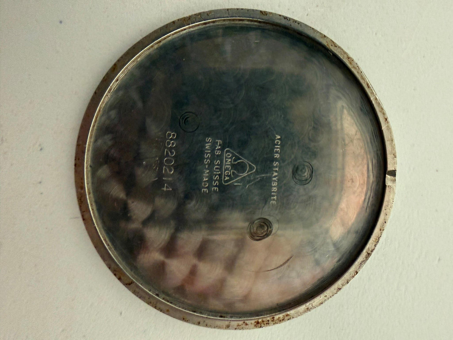 Omega Art Deo Estairos Beige Dial Manual Winding Steel Vintage 46mm Pocket Watch