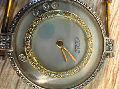 Must de Cartier Vendôme 24mm Quartz Diamond Dial & Bezel Vintage Ladies Watch