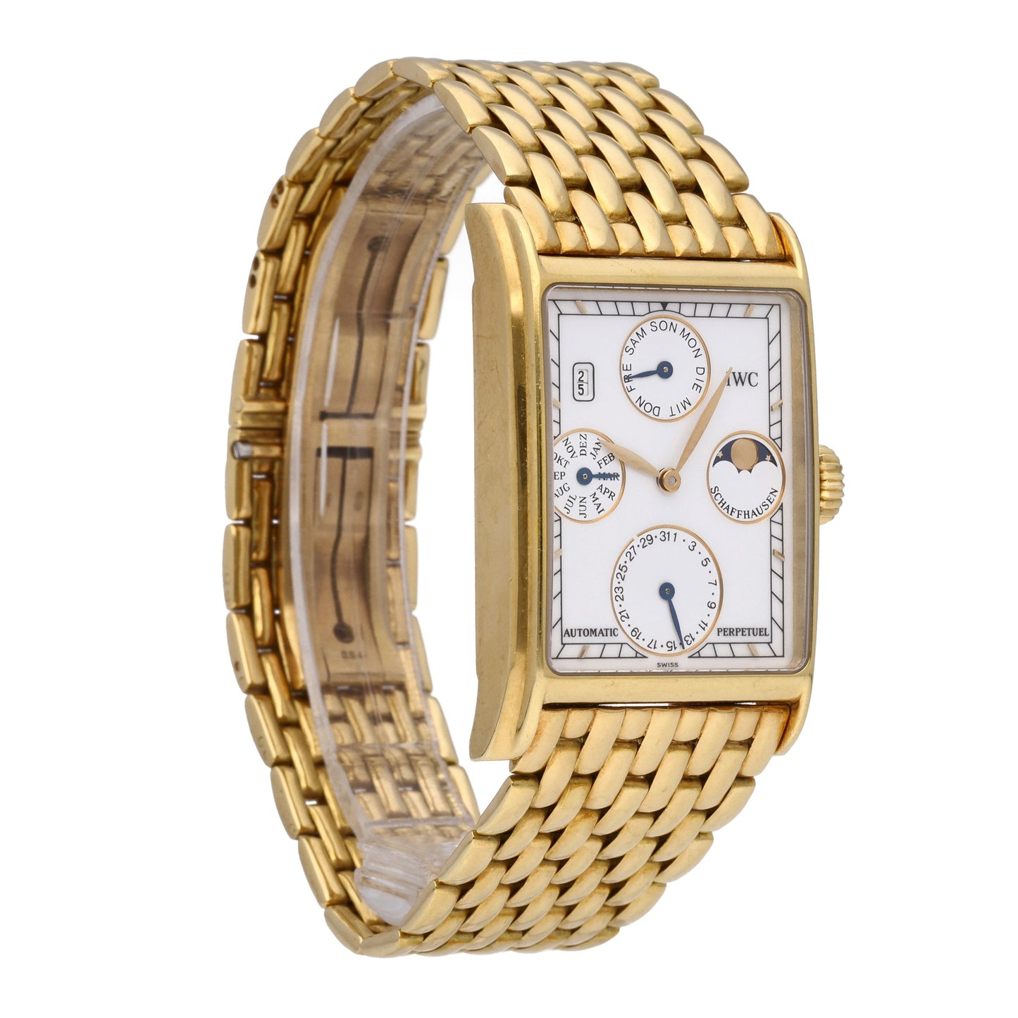 IWC Novecento 38 x 26.5 Automatic 18k Yellow Gold Perpetual Calendar Watch 3545