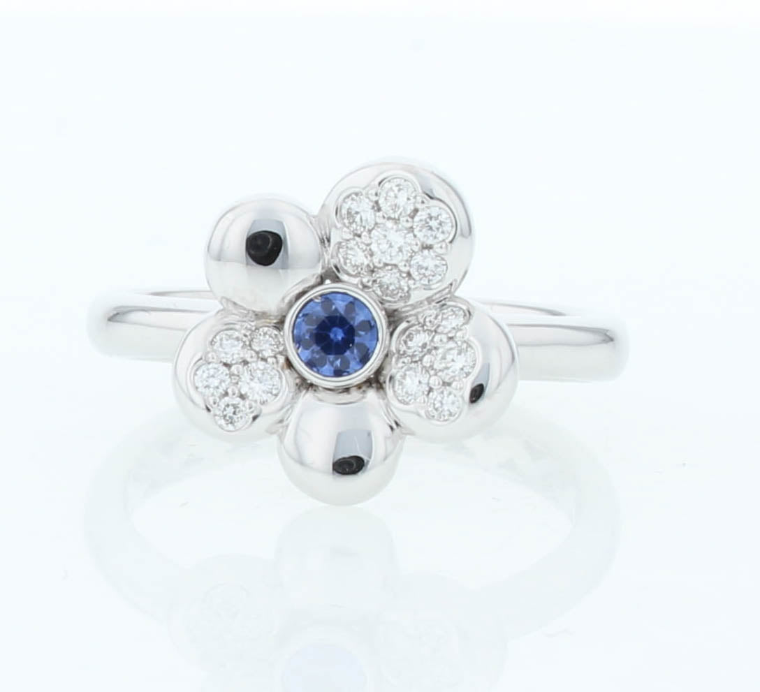 Pre-Owned Crivelli 18k White Gold Ring Diamond Flower & Stones