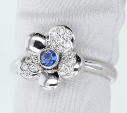 Pre-Owned Crivelli 18k White Gold Ring Diamond Flower & Stones