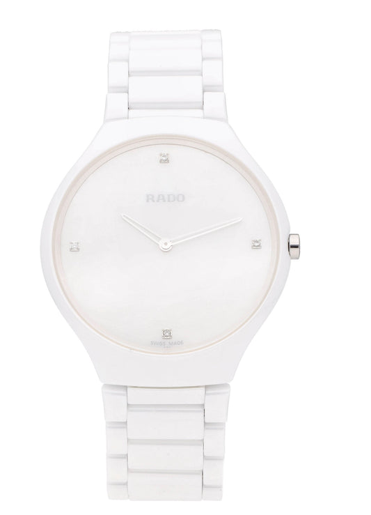 Rado True Thinline 39mm White MOP Diamond Dial Ceramic Men's Watch R27957902