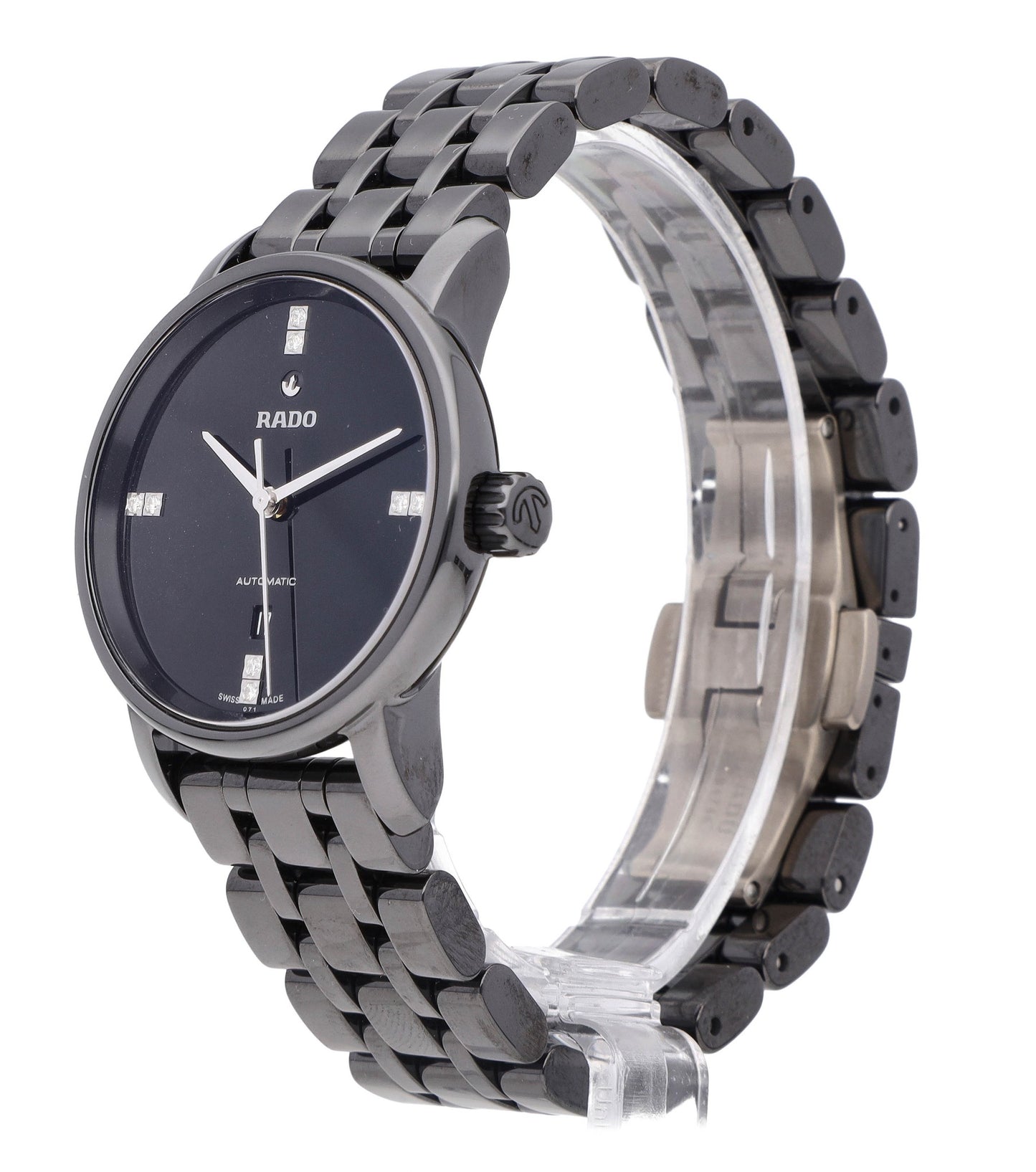 Rado DiaMaster Auto 33mm Ceramic Black Diamond Dial Ladies Watch R14043717