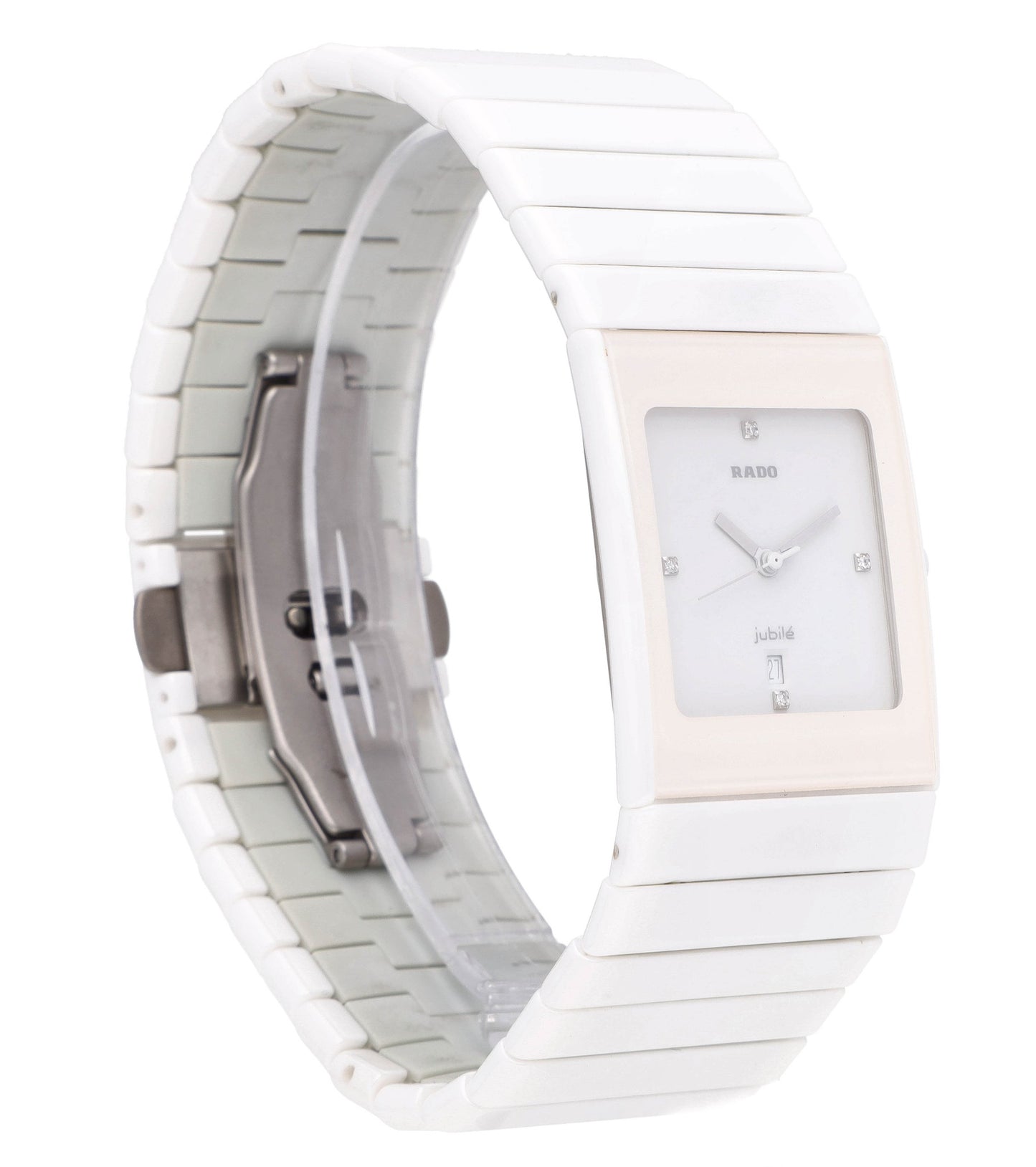 Rado Ceramica 27mm Quartz White Diamond Dial Ceramic Ladies Watch R21711702