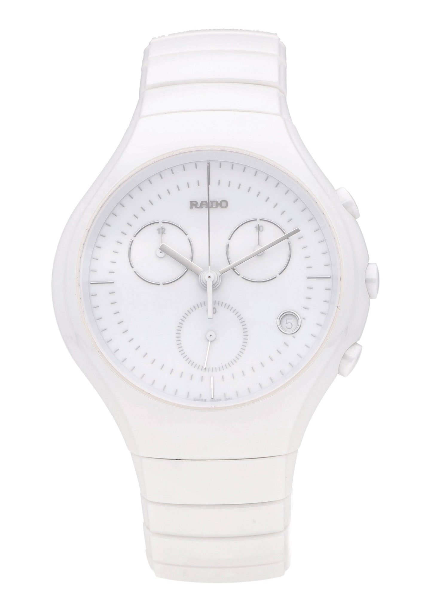 Rado True Chronograph 44mm Ceramic Quartz White Dial Men's Watch R27832012
