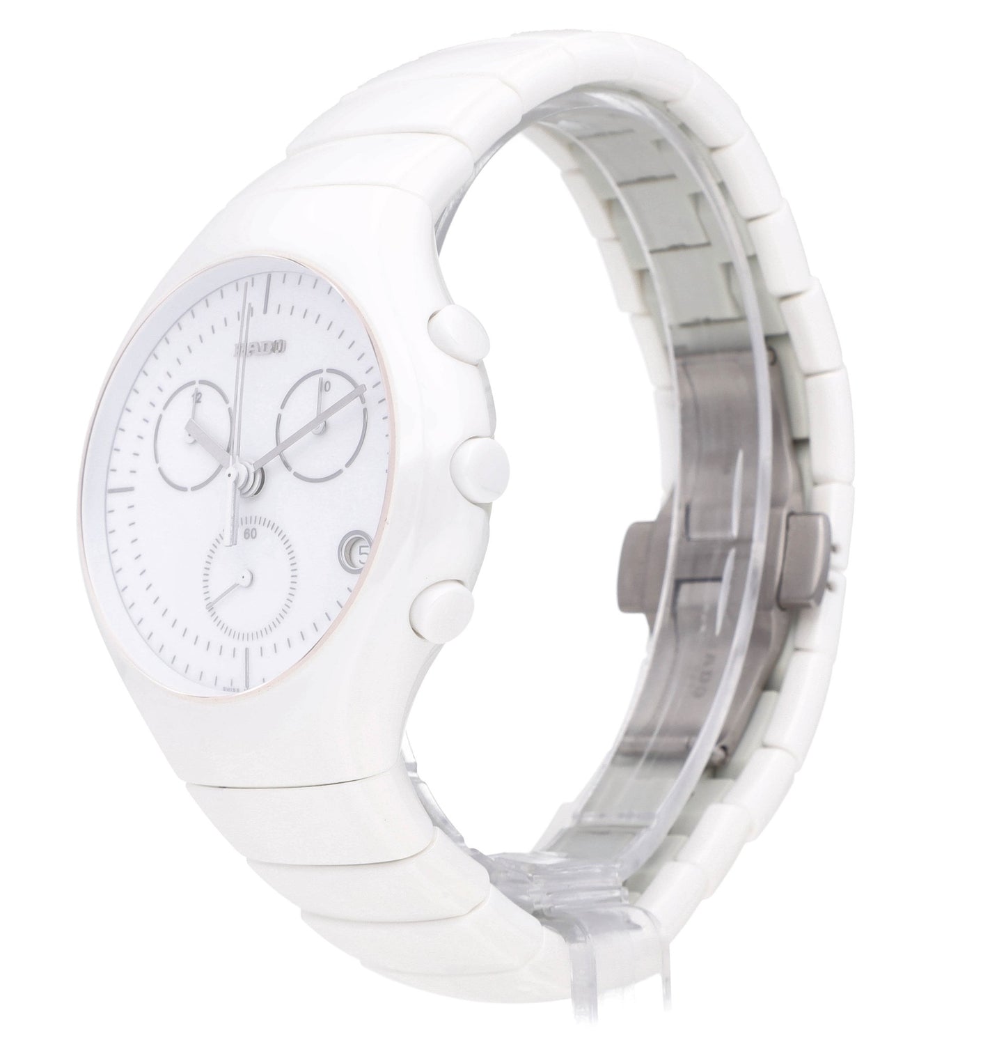 Rado True Chronograph 44mm Ceramic Quartz White Dial Men's Watch R27832012