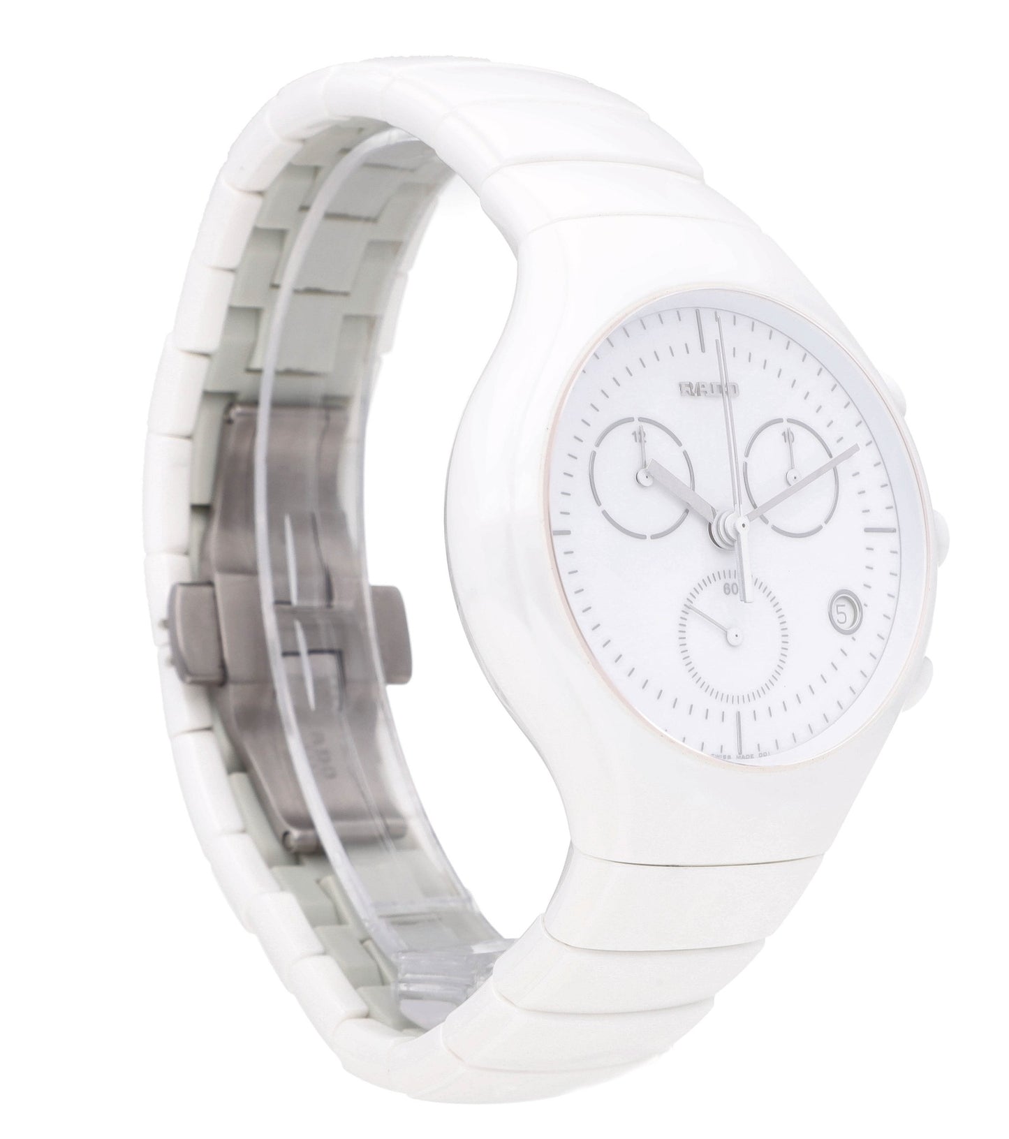 Rado True Chronograph 44mm Ceramic Quartz White Dial Men's Watch R27832012
