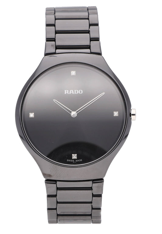 Rado True Thinline 39mm Quartz Black Diamond Dial Ceramic Men's Watch R27741712