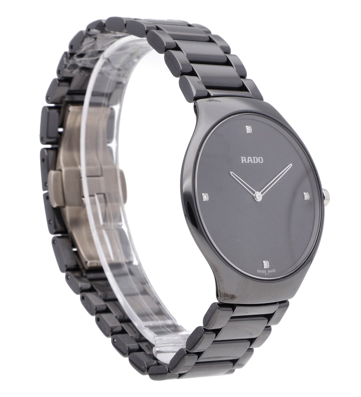 Rado True Thinline 39mm Quartz Black Diamond Dial Ceramic Men's Watch R27741712