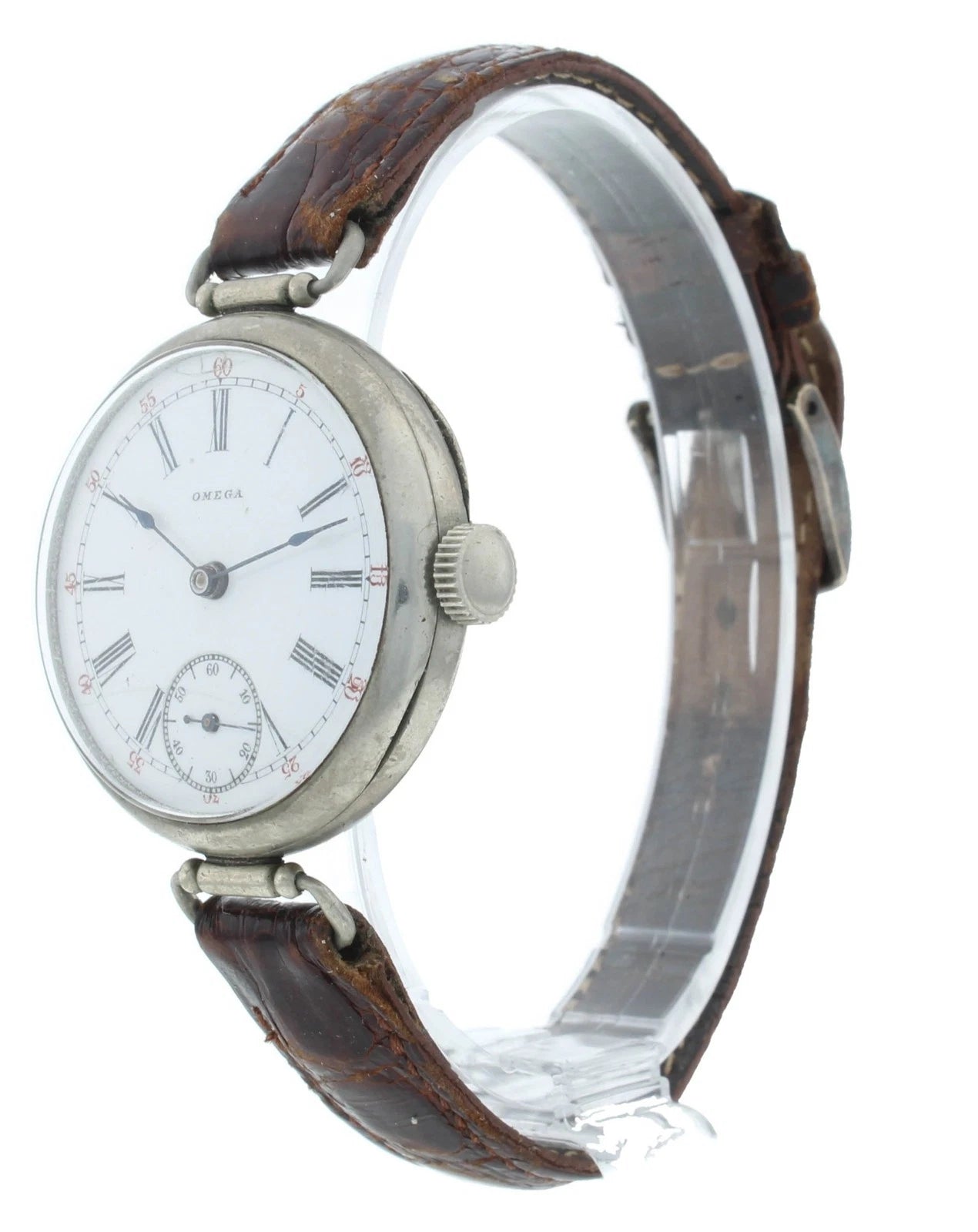 Omega Early Trench 33mm Nickel Case Manual White Dial Vintage Men's Watch