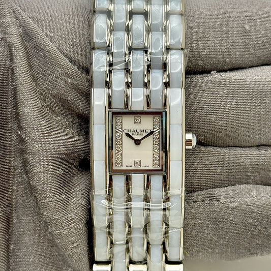 Chaumet Khesis 23x37mm Quartz White MOP Diamond Dial Ladies Watch W19630.35A