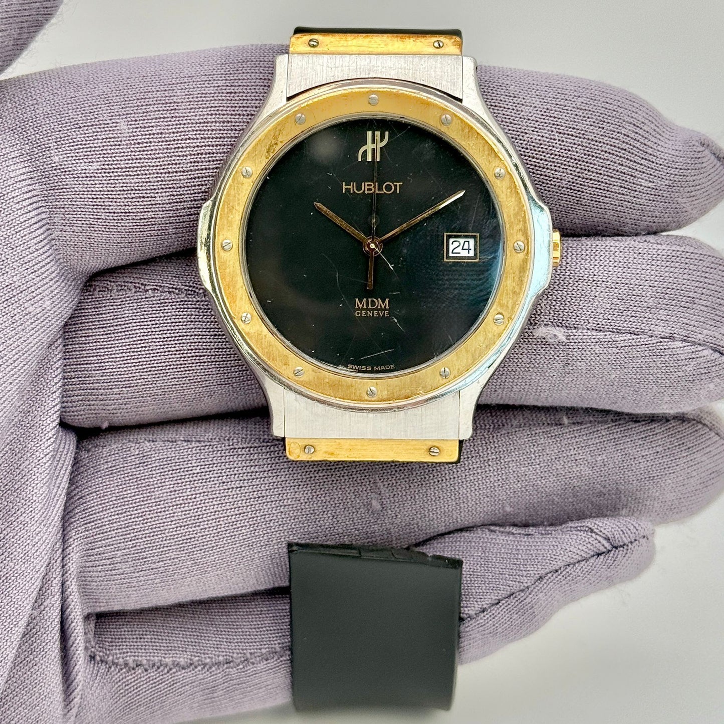 Hublot MDM Classic Quartz 35mm Black Dial & Yellow Gold Ladies Watch S.152.10.2