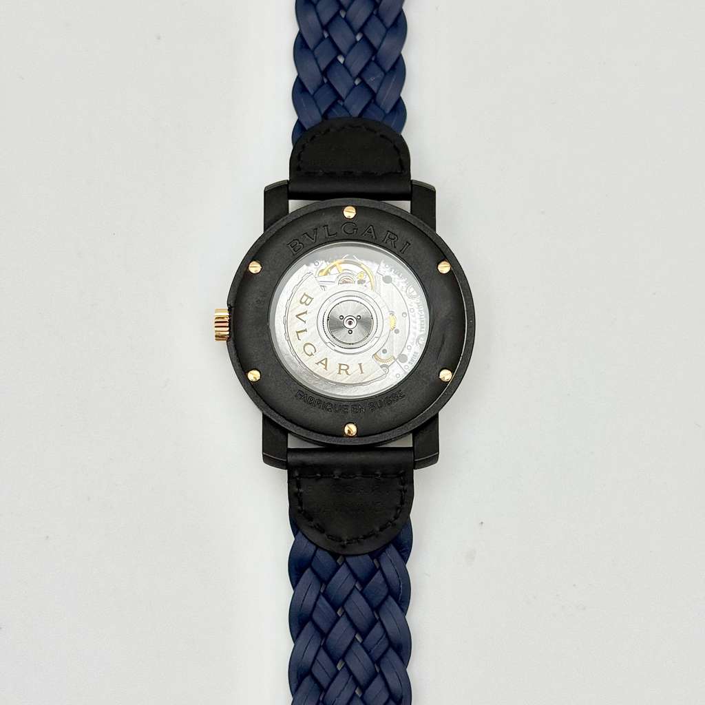 Bvlgari Carbon Gold 40mm Black Dial & Leather Strap Automatic Men's Watch BB40CL