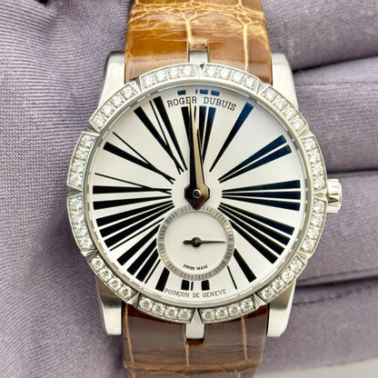 Roger Dubuis Excalibur 36mm Diamond Bezel White Dial Ladies Watch DBEX0463