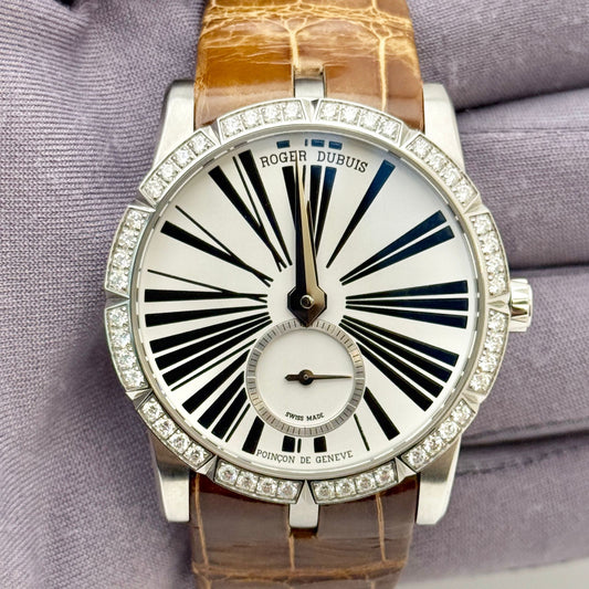 Roger Dubuis Excalibur 36mm Diamond Bezel White Dial Ladies Watch DBEX0463