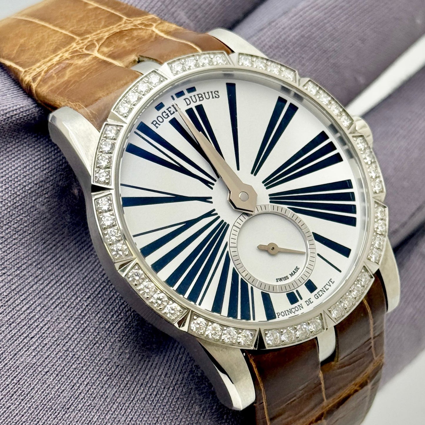 Roger Dubuis Excalibur 36mm Diamond Bezel White Dial Ladies Watch DBEX0463