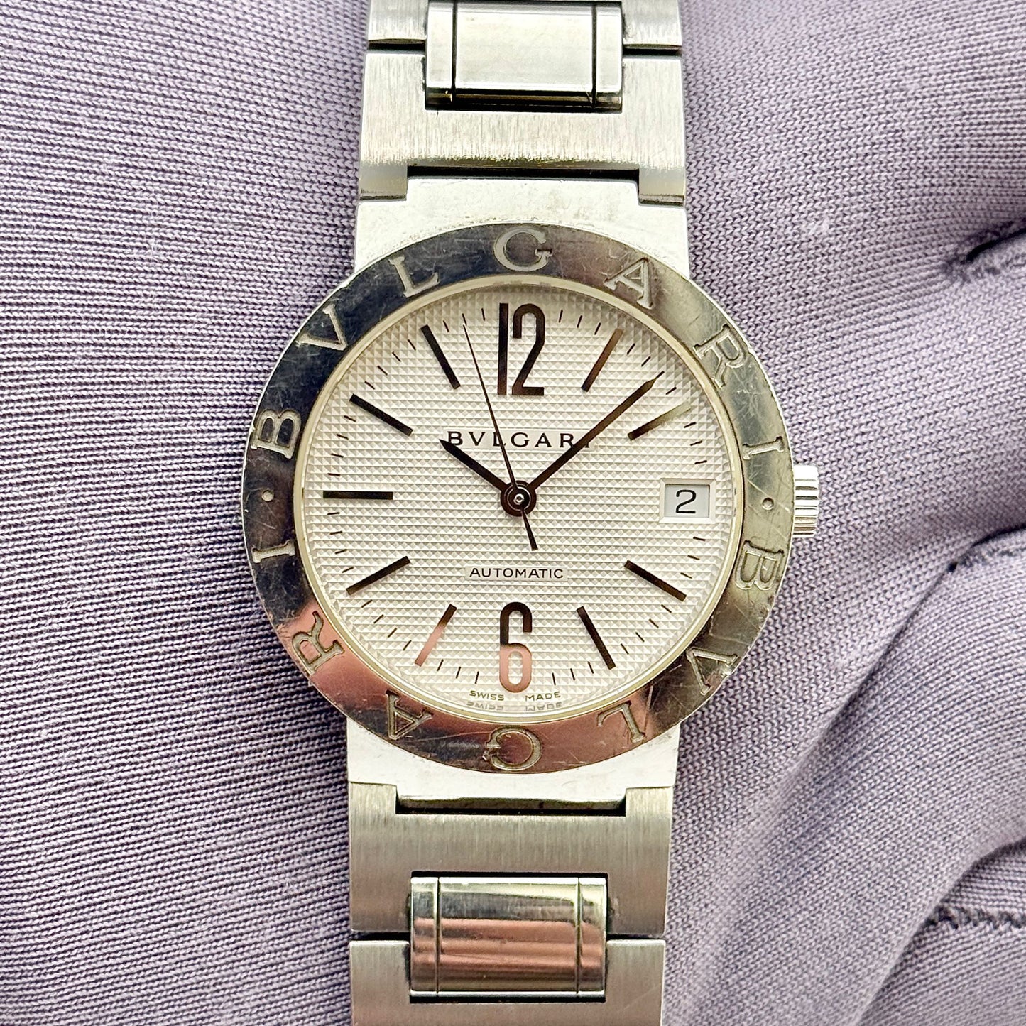 Bvlgari Diagono 33 Automatic White Dial Stainless Steel Men's Watch BB 33 SS