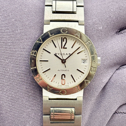 Bvlgari Diagono 33 Automatic White Dial Stainless Steel Men's Watch BB 33 SS