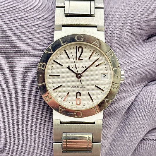 Bvlgari Diagono 33 Automatic White Dial Stainless Steel Men's Watch BB 33 SS