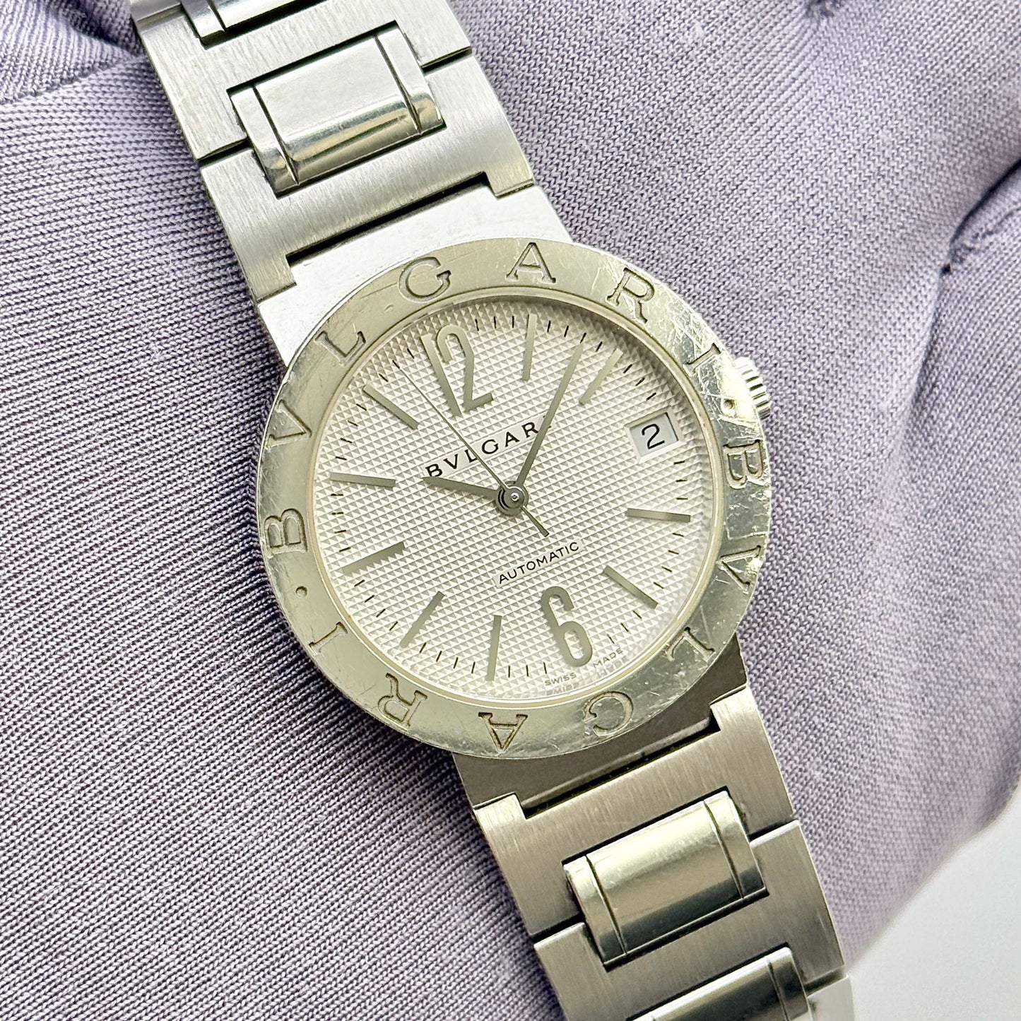 Bvlgari Diagono 33 Automatic White Dial Stainless Steel Men's Watch BB 33 SS