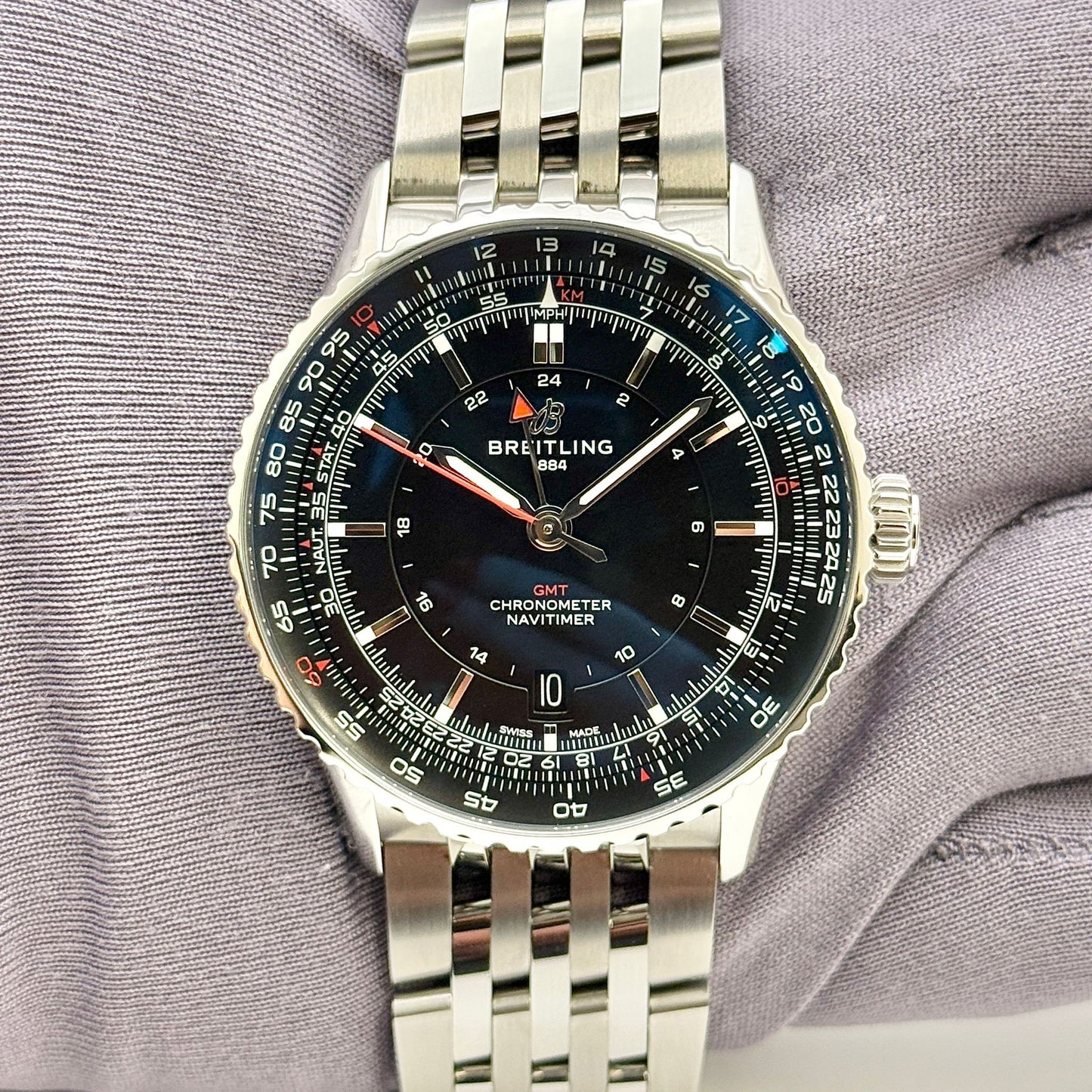 Breitling Navitimer GMT 41mm Automatic Black Dial Men's Watch A32310251B1A1