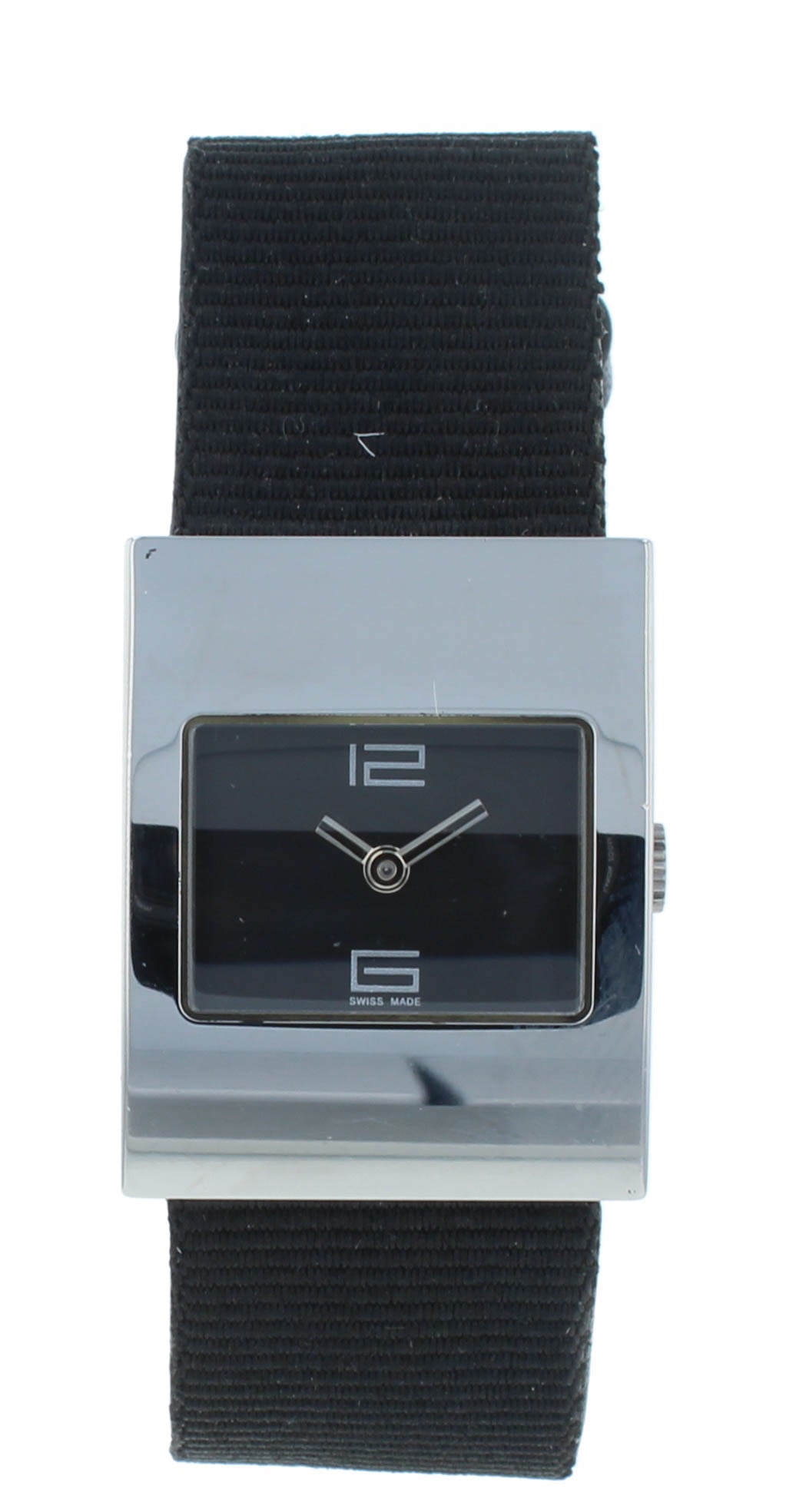 Pre-Owned Gucci 4900L Quartz Steel 23mm Black Dial Textile Strap Ladies Watch