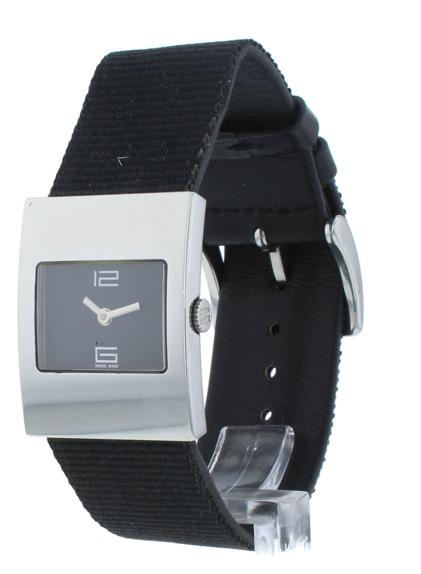 Pre-Owned Gucci 4900L Quartz Steel 23mm Black Dial Textile Strap Ladies Watch