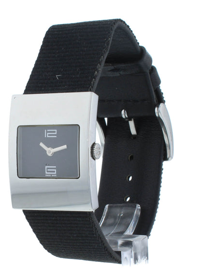 Pre-Owned Gucci 4900L Quartz Steel 23mm Black Dial Textile Strap Ladies Watch