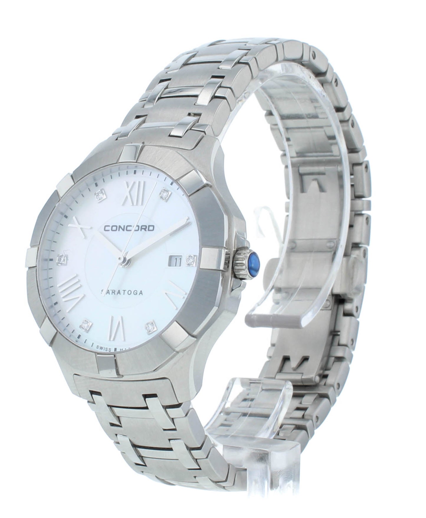 Concord Saratoga Stainless Steel 32mm White MOP Dial Quartz Ladies Watch 320162