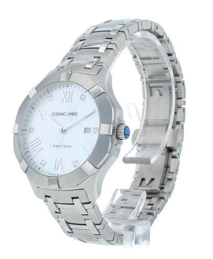Concord Saratoga Stainless Steel 32mm White MOP Dial Quartz Ladies Watch 320162