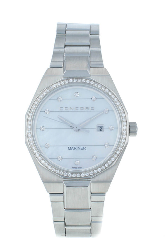Concord Mariner Stainless Steel 30mm Diamond Bezel Quartz Ladies Watch 320274