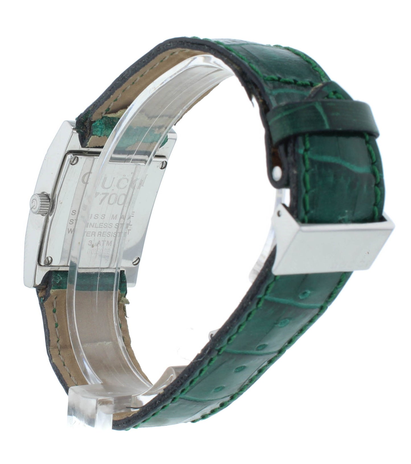 Pre-Owned Gucci 7700L 24mm Green & Red Dial Green Strap Quartz Ladies Watch