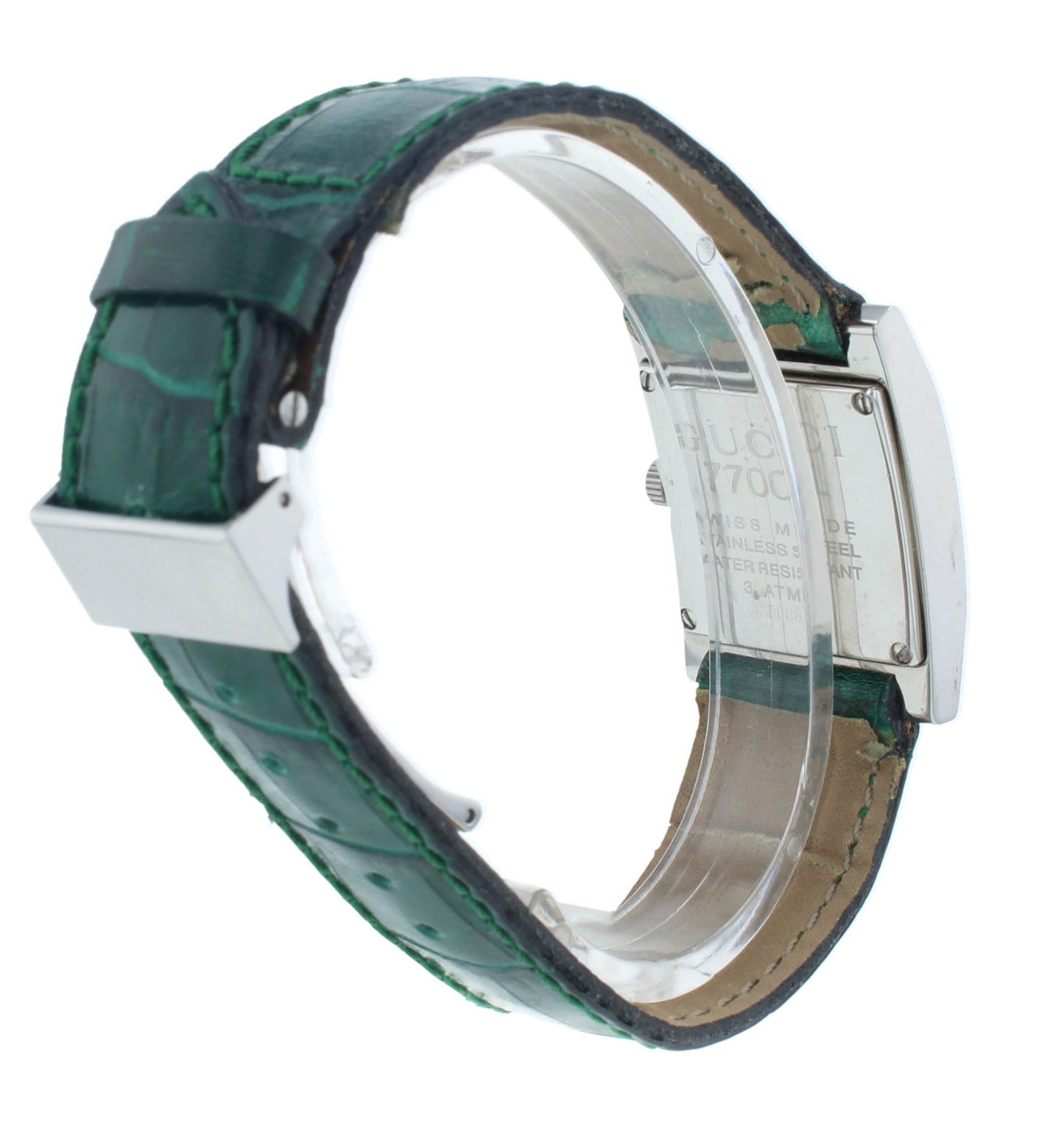 Pre-Owned Gucci 7700L 24mm Green & Red Dial Green Strap Quartz Ladies Watch