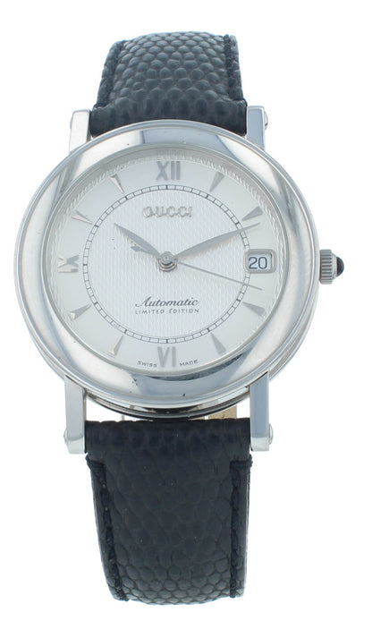 Pre-Owned Gucci 7400 Automatic Steel 34mm Silver Dial Black Strap Unisex Watch