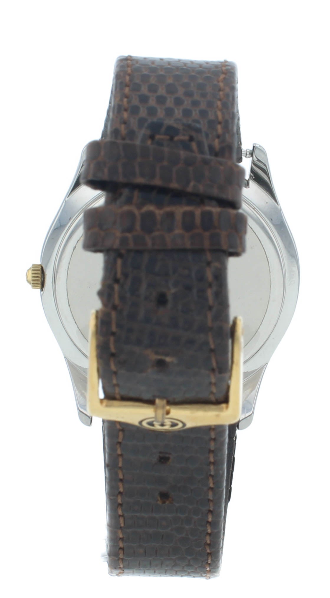 Pre-Owned Gucci 230M 36mm Quartz Gold Dial Brown Strap Men's Watch
