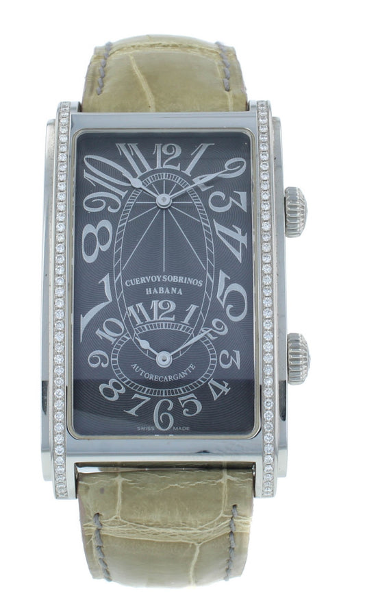 Pre-Owned Cuervo y Sobrinos Prominente Dual Time Auto Ladies Watch 1112.1GG.S1