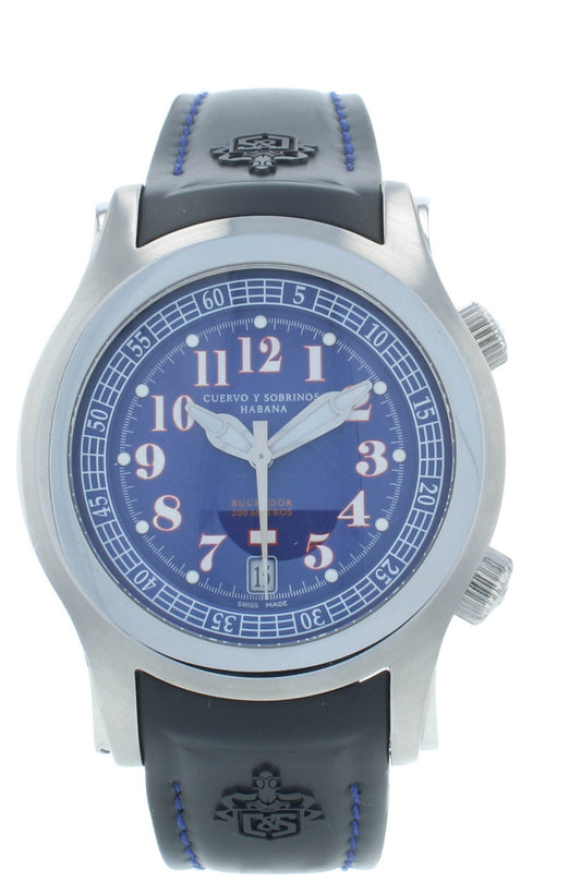 Pre-Owned Cuervo Y Sobrinos Purple Dial Habana 43mm Auto Men's Watch 2806.1AZ