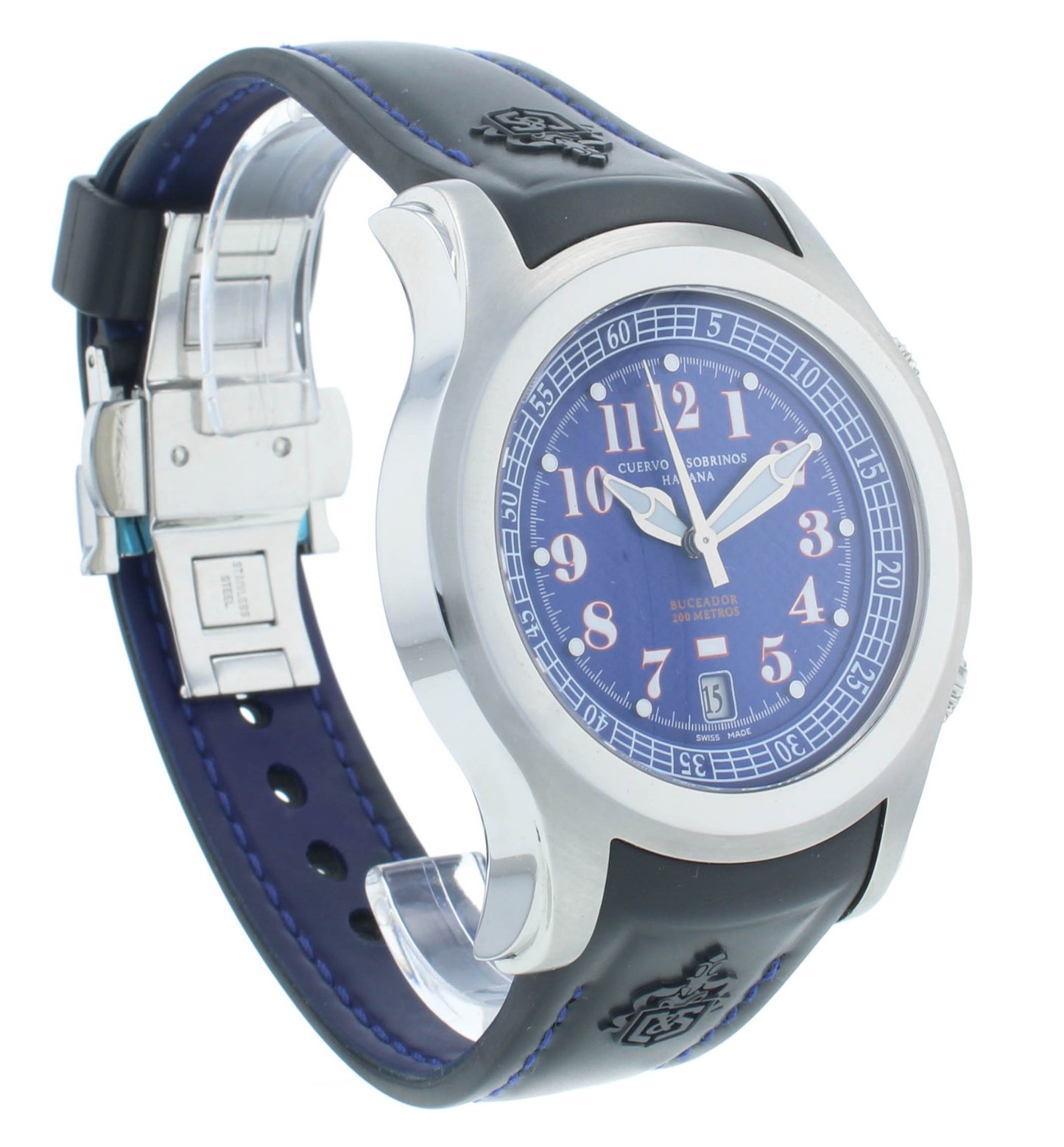 Pre-Owned Cuervo Y Sobrinos Purple Dial Habana 43mm Auto Men's Watch 2806.1AZ