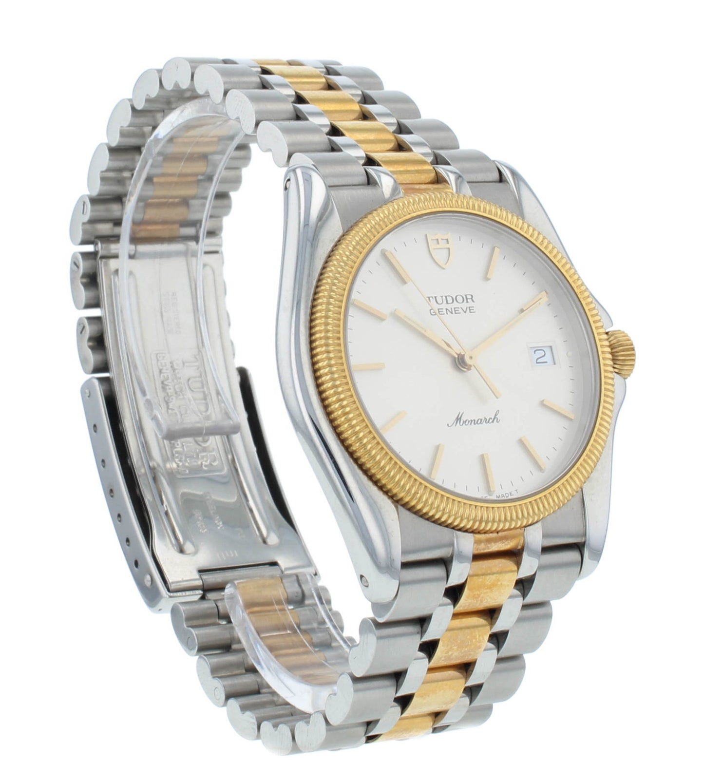 Tudor Monarch Steel & 18kt Gold Silver Dial 36mm Quartz Men's Watch 15663