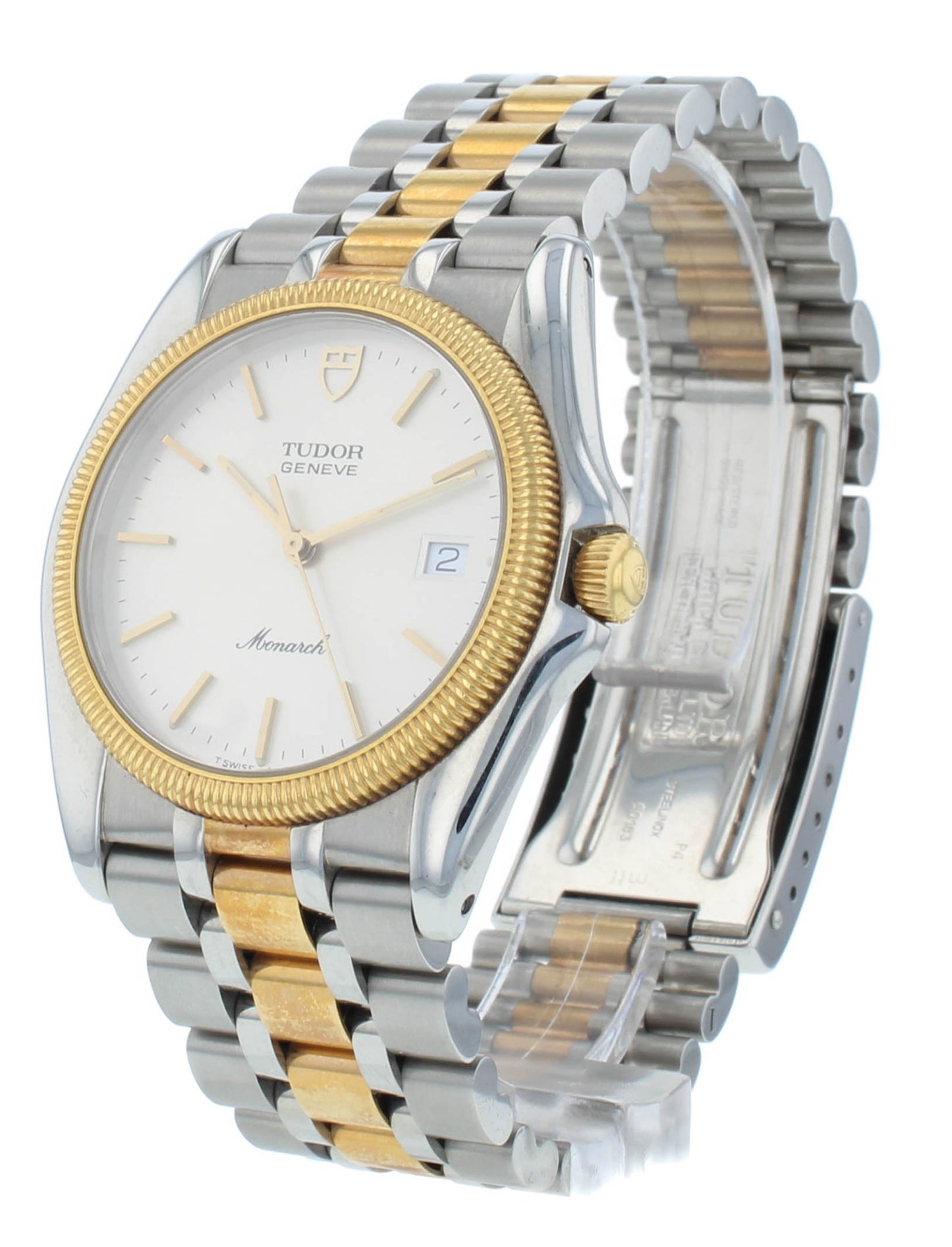 Tudor Monarch Steel & 18kt Gold Silver Dial 36mm Quartz Men's Watch 15663