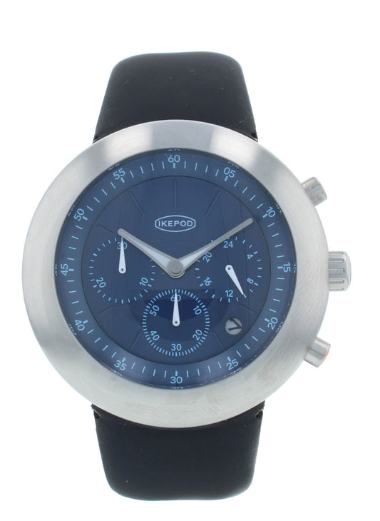 Ikepod Chronopod Quartz 44mm Blue Dial Stainless Steel Men's Watch C006-SI-LB