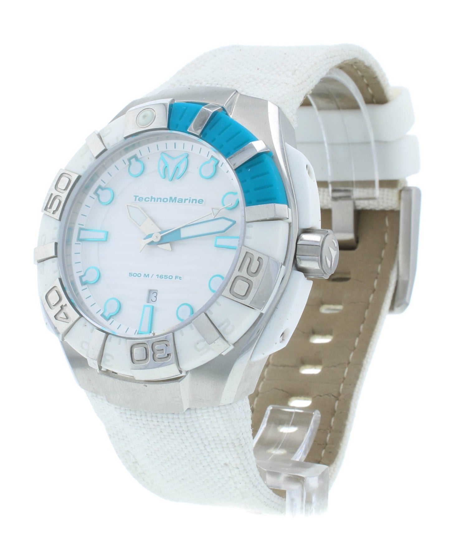 Pre-Owned TechnoMarine Black Reef White Dial 45mm Quartz Men's Watch 512003