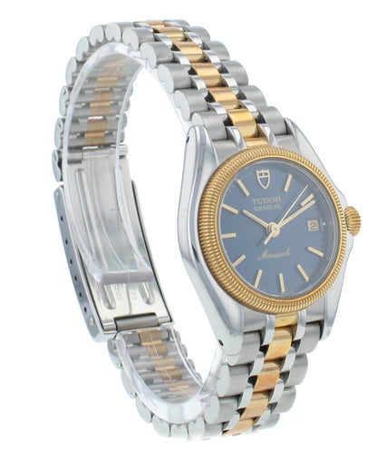 Tudor Monarch Steel & 18kt Gold Blue Dial 27mm Quartz Ladies Watch 15833